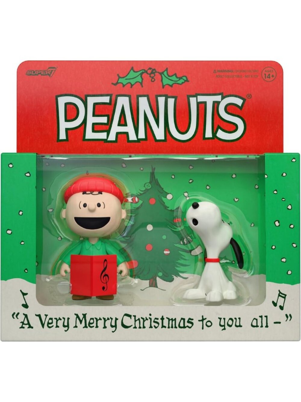 Peanuts Charlie Brown & Snoopy Caroling Action Figures - 2 Pack Retro